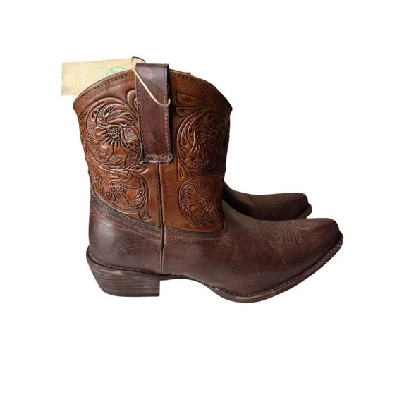 Roper NEW Dusty Tooled Ankle Snip Short Cowboy Boots Women’s Size 10 Brown - Picture 2 of 9